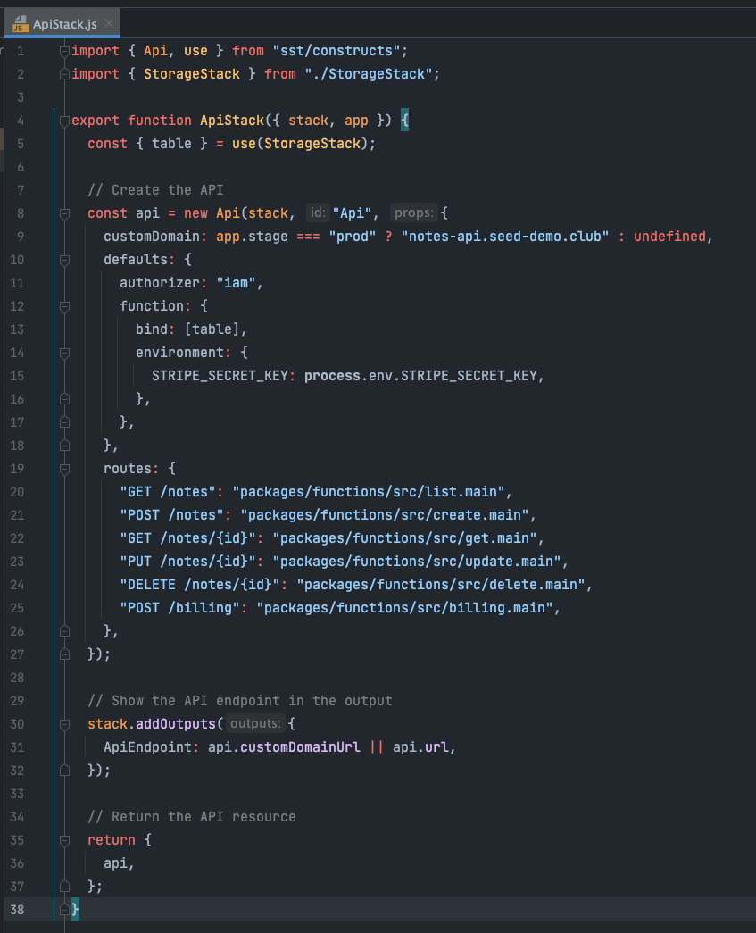 ApiStack code screenshot